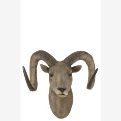 J-Line - Gede Hoved V�gfigur Gr� Poly H: 22 B: 48 D: 28 cm. 