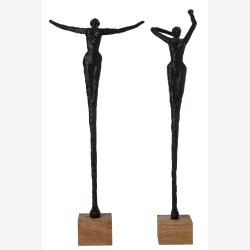 J-Line - Dame p� fod Figur Natur/sort Polyresin (leveres assorteret)