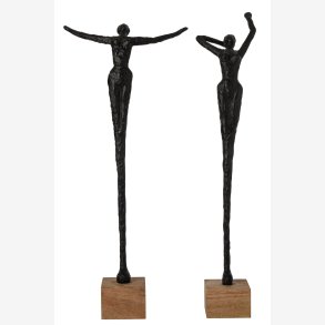 J-Line - Dame p� fod Figur Natur/sort Polyresin (leveres assorteret)