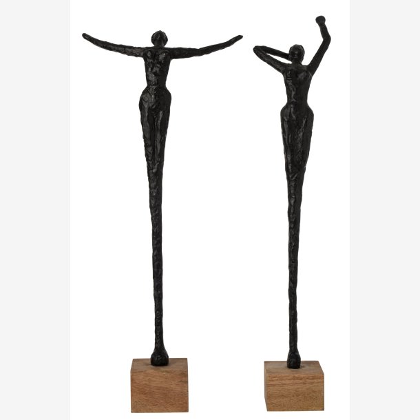 J-Line - Dame p� fod Figur Natur/sort Polyresin (leveres assorteret)
