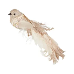 Speedtsberg - Fugl m. klips - Pale Rose&Gold Glitter - 16 cm