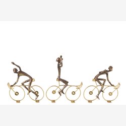 J-Line - Cyclist Figur Polyresin Brun/Guld (leveres assorteret)