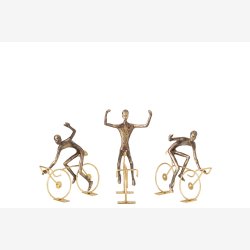 J-Line - Cyclist Figur Polyresin Brun/Guld (leveres assorteret)