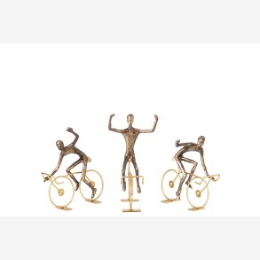 J-Line - Cyclist Figur Polyresin Brun/Guld (leveres assorteret)