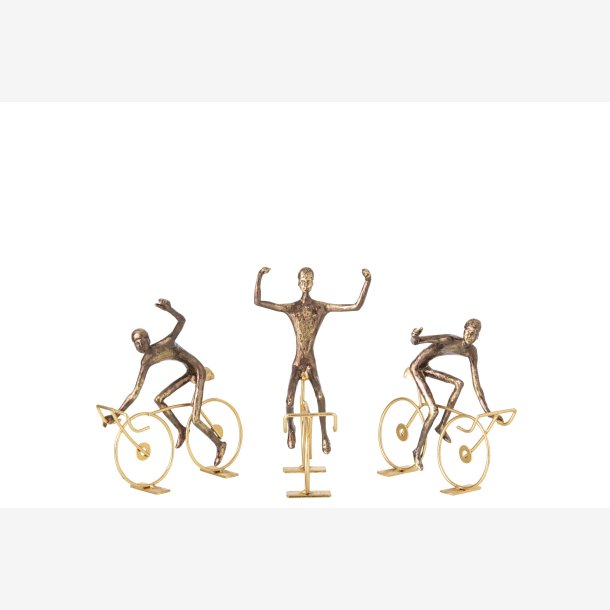 J-Line - Cyclist Figur Polyresin Brun/Guld (leveres assorteret)