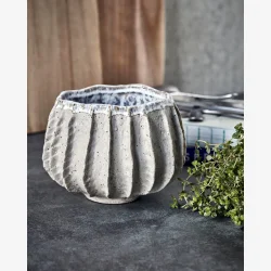 House Doctor - Urtepotte Keramik Gr�/Beige H: 14 �: 18 cm.