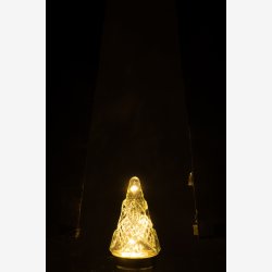 J-Line - Juletr glas m/slibninger &amp; LED lys H: 16 : 9 cm. 