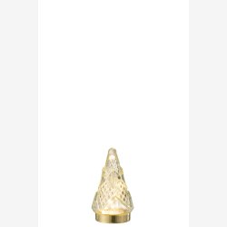 J-Line - Juletr glas m/slibninger &amp; LED lys H: 16 : 9 cm. 