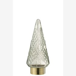 J-Line - Juletr glas m/slibninger &amp; LED lys H: 35,5 : 15 cm. 