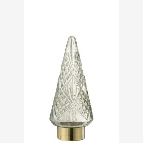 J-Line - Juletr glas m/slibninger & LED lys H: 35,5 : 15 cm. 