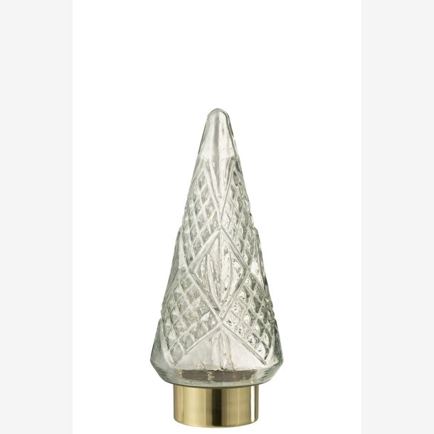 J-Line - Juletr glas m/slibninger &amp; LED lys H: 35,5 : 15 cm. 