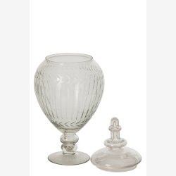 J-Line - Opbevaringsglas Relieffglas Transparent 15x15x33 cm.