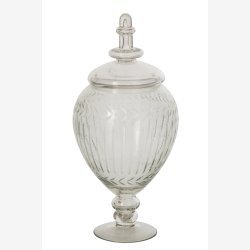 J-Line - Opbevaringsglas Relieffglas Transparent 15x15x33 cm.
