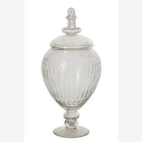 J-Line - Opbevaringsglas Relieffglas Transparent 15x15x33 cm.