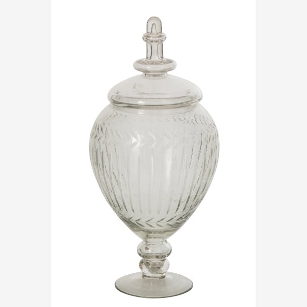 J-Line - Opbevaringsglas Relieffglas Transparent 15x15x33 cm.