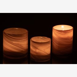 J-Line - Fyrfadsholder i marmorglas - Lys beige/messing