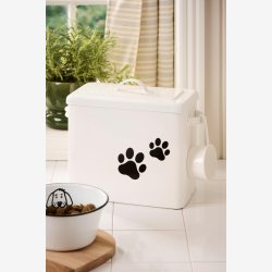 Ib Laursen - Opbevaringsboks inkl. Ske - m/motiv &amp; Lg Hvid Metal B: 15,3 H: 27 L: 32 cm. 