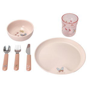 Mepal - Mio brnest flower & butterflies m/ tallerken, skl, drikkeglas & bestik