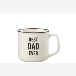 J-Line - Krus m//tekst "BEST DAD EVER" Keramik �: 9,5 H: 9 cm. Hvid/Sort