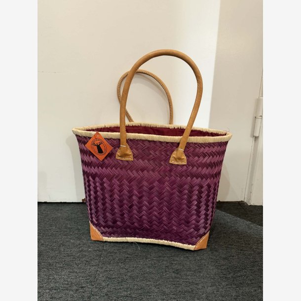 Madam Gr�skar - Strandtaske Vinr�d/lilla 44x31cm.