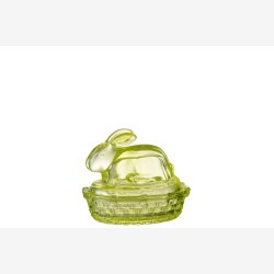 J-Line - Glaskrukke m. kaninfigur Gr�n 14x10x11cm.