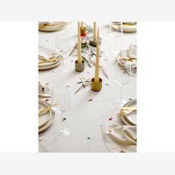 Sdahl - Dug Christmas Hearts Embroidery Naturlig/Rd 140x220cm.