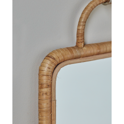 Meraki - Spejl m/ramme, MKBaki, Natural/Rattan 24x36 cm. 