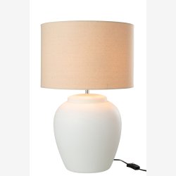 J-Line - Lampe m. h�r sk�rm Keramik Hvid 41x41x60 cm.