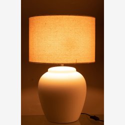 J-Line - Lampe m. h�r sk�rm Keramik Hvid 41x41x60 cm.