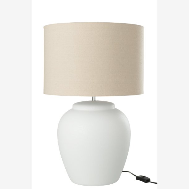 J-Line - Lampe m. h�r sk�rm Keramik Hvid 41x41x60 cm.