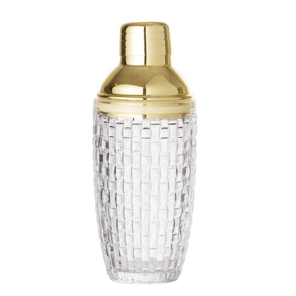 Bloomingville - Cocktail Shaker, Klar, Glas m/Guld lg : 8,5 H: 19,5 cm.