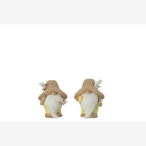 J-Line - Havenisse m/hjerte eller sommerfugl Poly H: 11 cm. - Leveres Assorteret