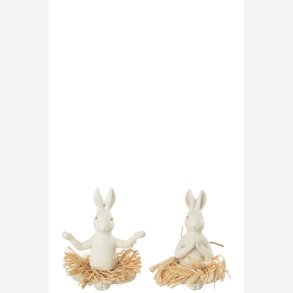 J-Line - Siddende Kanin Yoga Hvid Sten/resin Leveres assorteret 12,5cm