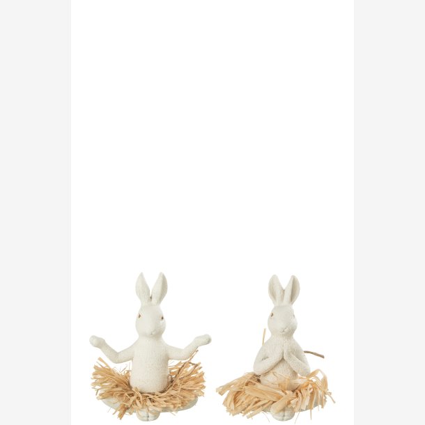 J-Line - Siddende Kanin Yoga Hvid Sten/resin Leveres assorteret 12,5cm