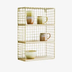 Madam Stoltz - Metal hylde med tr Neutral