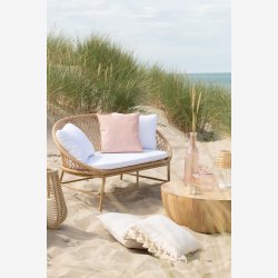 J-Line - Pudebetr�k m. kvaster Beige Bomuld/h�r/polyester 48,5x48x16cm.