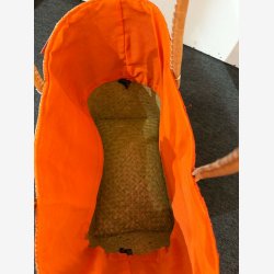 Madam Gr�skar - Strandtaske m/striber Orange 44x35 cm.