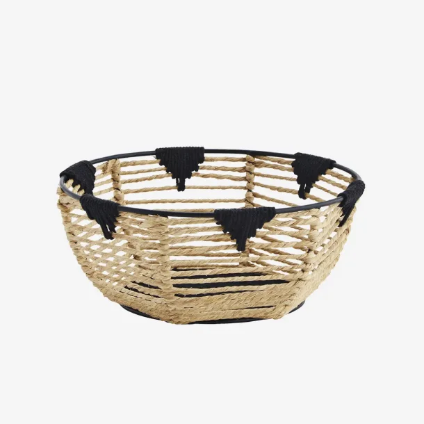 Madam Stoltz - Kurv rund sgrs/bomulds snor D: 23 H: 10 cm.