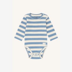 Hust &amp; Claire - Stribet Bodystock - Bl� &amp; Creme
