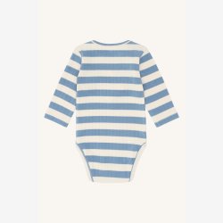 Hust &amp; Claire - Stribet Bodystock - Bl� &amp; Creme