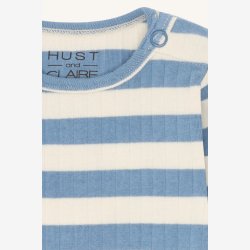 Hust &amp; Claire - Stribet Bodystock - Bl� &amp; Creme
