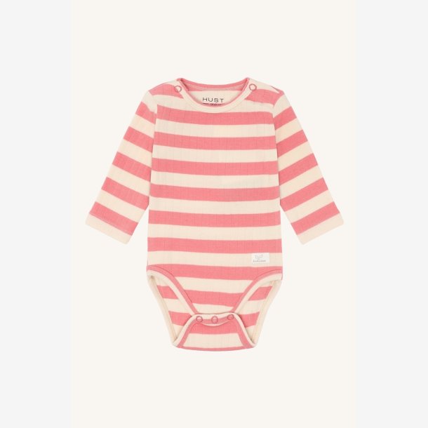 Hust &amp; Claire - Stribet Bodystock - Rosa &amp; Creme