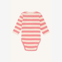 Hust &amp; Claire - Stribet Bodystock - Rosa &amp; Creme