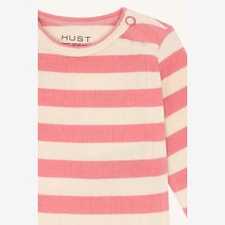 Hust &amp; Claire - Stribet Bodystock - Rosa &amp; Creme