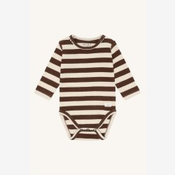 Hust &amp; Claire - Stribet Bodystock - Brun &amp; Creme