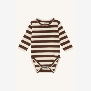 Hust & Claire - Stribet Bodystock - Brun & Creme