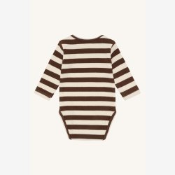 Hust &amp; Claire - Stribet Bodystock - Brun &amp; Creme