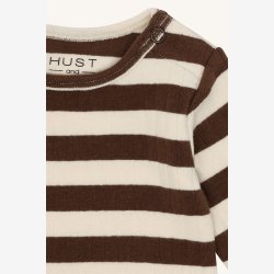 Hust &amp; Claire - Stribet Bodystock - Brun &amp; Creme