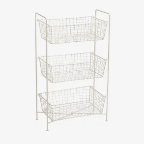 Madam Stoltz - Jernreol m. 3 kurve, cremefarvet 45x27x77 cm