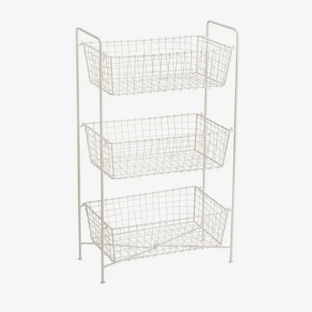 Madam Stoltz - Jernreol m. 3 kurve, cremefarvet 45x27x77 cm